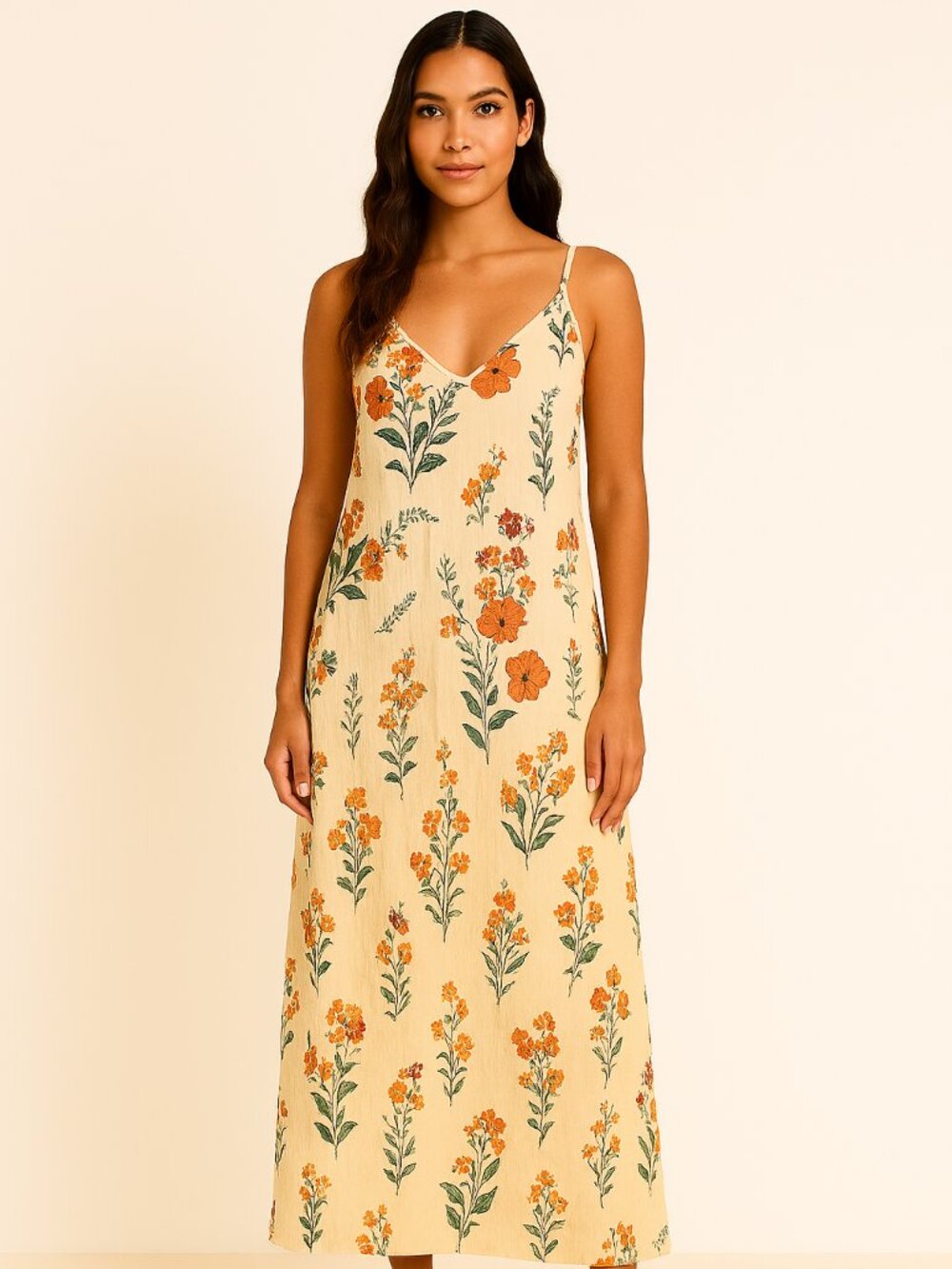 Love Stitch Slip Dress Size S/M Floral Maxi dress Sheer Cami Flowy Resort